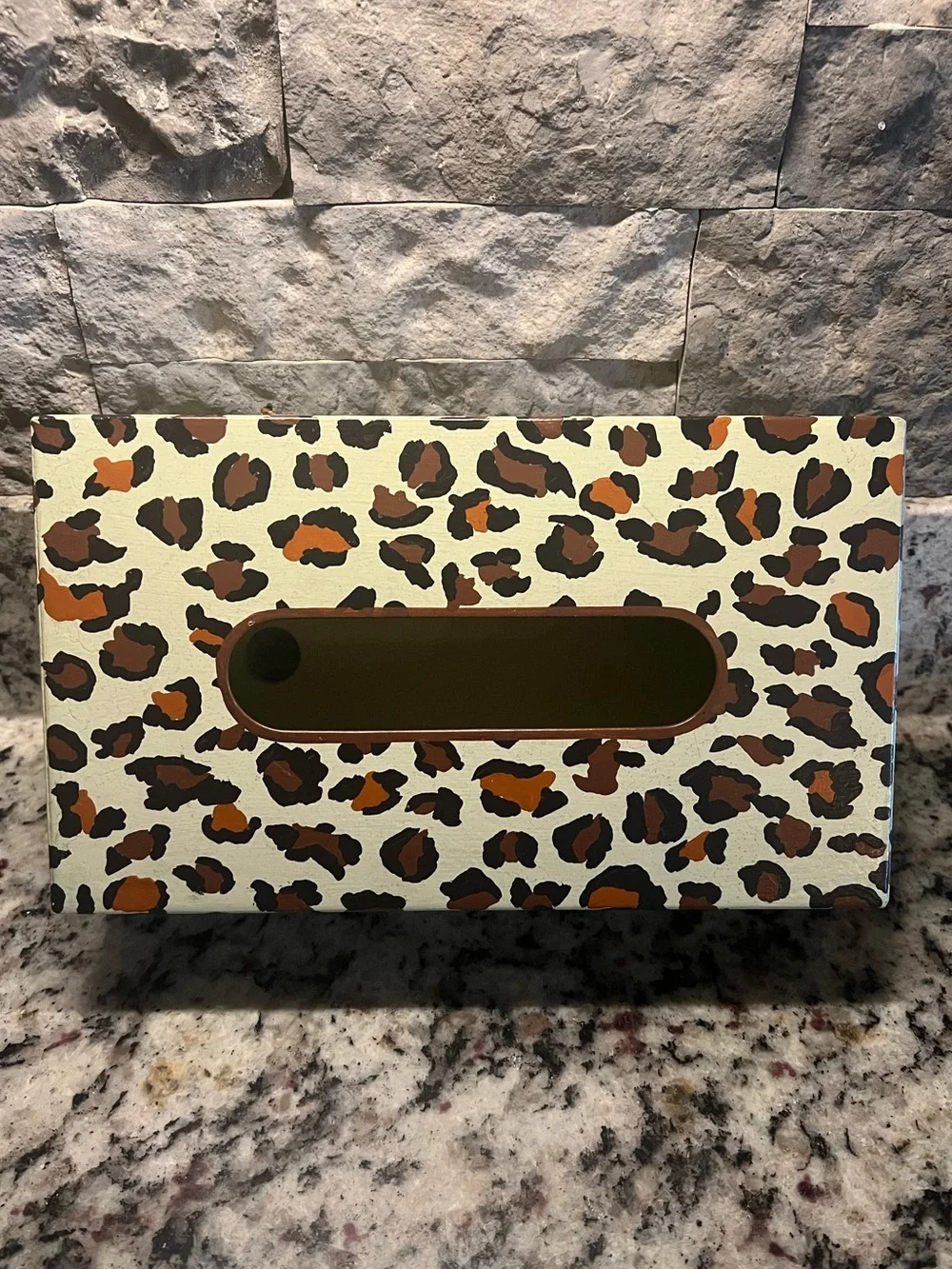 Mackenzie-Childs SERENGETI Standard Tissue Box Holder - Leopard Print. EUC.
